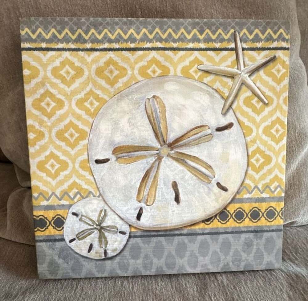 Coastal Sand Dollar and Starfish Decorative Canvas Wall Art